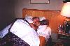 jenn in hotel room bed, new years 1996